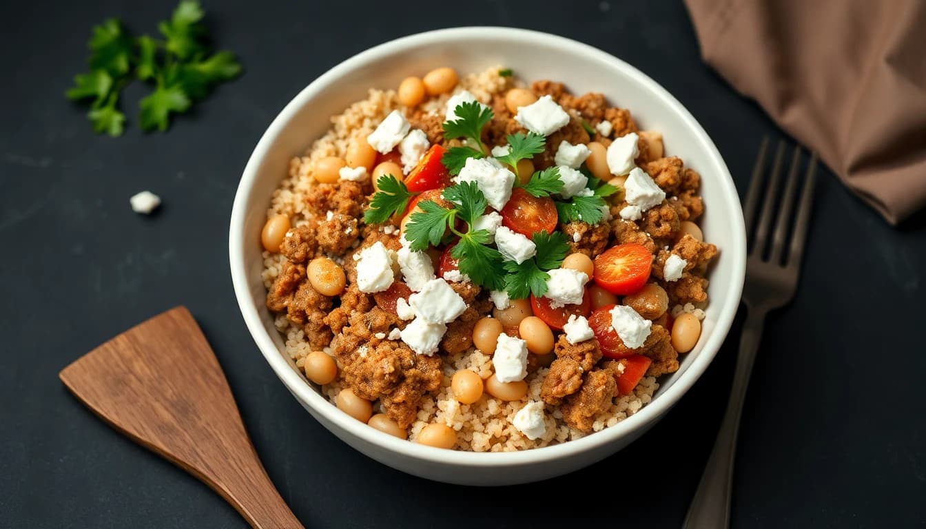 Mediterranean Turkey and White Bean Power Bowl