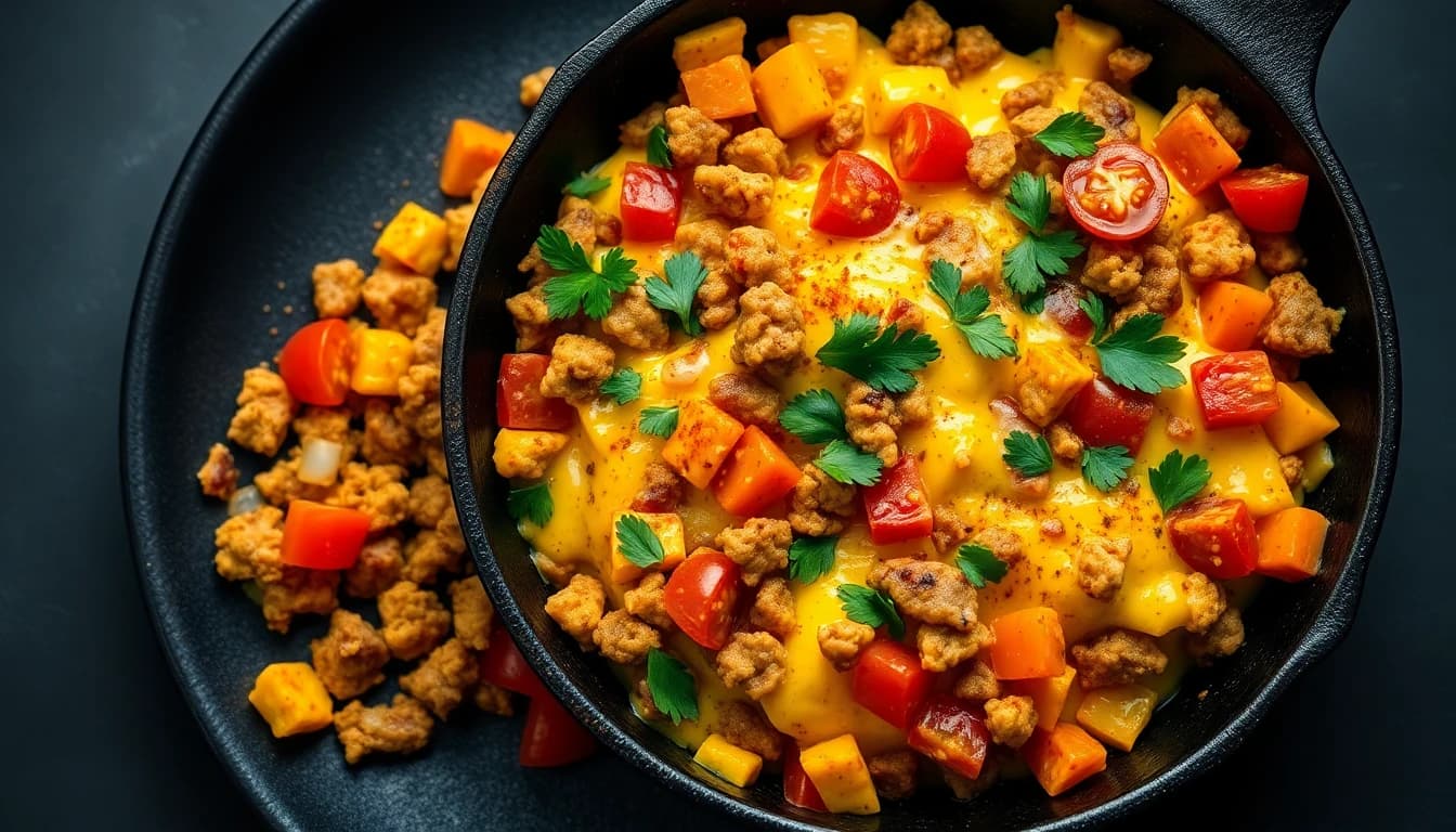 Turkish Menemen Scramble with Spiced Ground Turkey